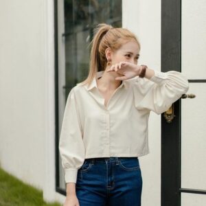 Silk long shirt white