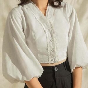 Hand Painted Striped Shirt for Women – Feather Design (Copy)